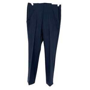 Chico's 360 Juliet Ankle Pants in Navy Blue with White Pinstripe Size 6